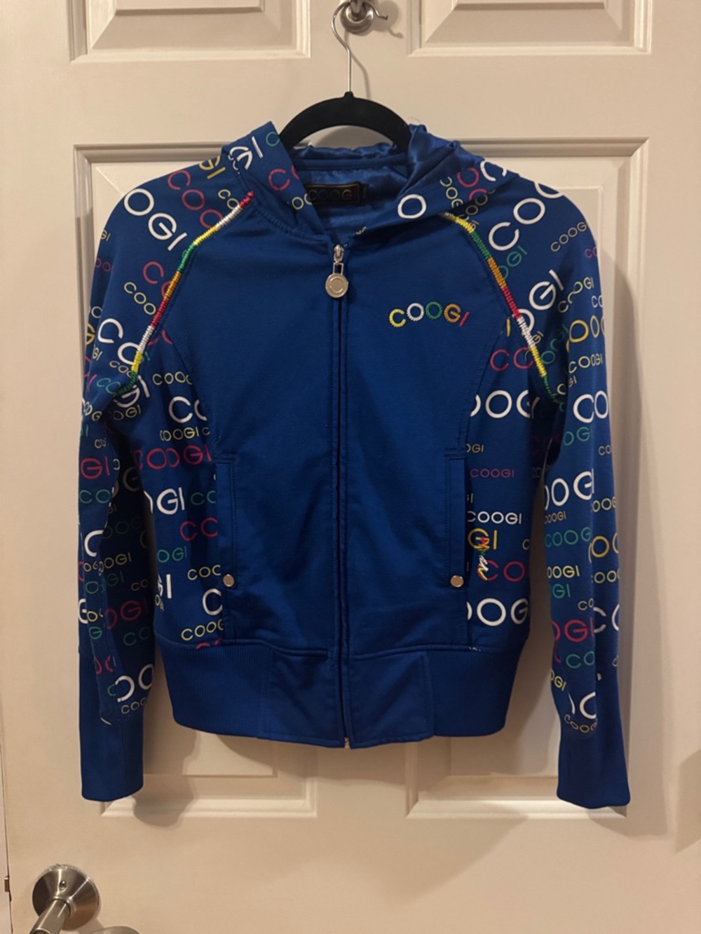 COOGI Blue Multicolor Logo Zip Hoodie
